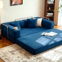 Modernes Konvertierbares 2-in-1 Quadratisches Sofabett-Set Cordstoff Hochdichter Schaumstoff Modulares Apartment-Möbel Umweltfreundliches Design