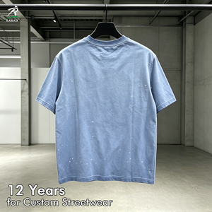เสื้อยืดคอตตอนวินเทจสไตล์สปัลเตอร์วอชสำหรับผู้ชาย ตกแต่งด้วยลายอินทรีแบบแพทช์ ตัดเย็บทรงบ็อกซี่ รับผลิตตามแบบ สั่งทำได้จำนวนน้อย - Product Image 2