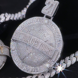 Gioielli Hip Hop, Ciondolo Personalizzato con Lettere in Argento Sterling 925, Diamanti Moissanite VVS, Collana con Numero, Nome, Iniziale o Logo - Product Image 2