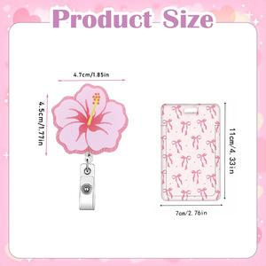 Heavy-duty <b>ID</b> card <b>holder</b> with five-petal flower design, fun and shiny, retractable, suitable for school use, anti-loss and - Product Image 4