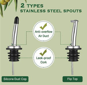 Venta caliente 16oz 500ml Botella dispensadora de <span class=keywords><strong>aceite</strong></span> de <span class=keywords><strong>oliva</strong></span> de cocina de vidrio transparente con tapas de caños - Product Image 4
