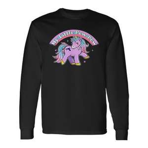 T-shirt à manches longues My Little Pew-Pew Unicorn pour adulte, unisexe, noir, avec motif graphique - Product Image 1