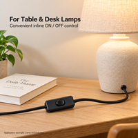 Cordon d'alimentation pour lampe de 1,8 m avec prise US EU, interrupteur marche/arrêt intégré 303, support de lampe en plastique E14 E27, câble pour lampe de table/bureau, noir/blanc