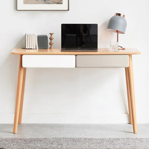 Solid <strong>Wood</strong> Computer <strong>Desk</strong> - 47'' Large Size Office <strong>Desk</strong> with 2 Drawers, Modern Simple Style PC Table - Product Image 6