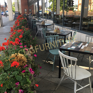 לגיבוב צבעוני עתיק מסעדה חיצוני כיסאות לערום צבע אלומיניום רטרו מתכת מסעדת קפה וינדזור כיסאות - Product Image 2