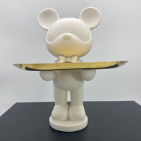 Ornement décoratif en résine blanche, statue d'ours en résine vierge, ours fluide violent avec plateau, plateau de peinture, ours liquide violent
