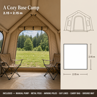 Tente cabine gonflable de 4,6 m² à porte unique en Oxford avec colonnes d'air pour le camping