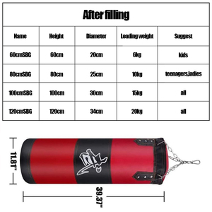 Adult Fitness Training Hanging Kick Sandbag Heavy Man Punching Bags Logo Printed PU Leather Boxing Bag For Gym Exercise