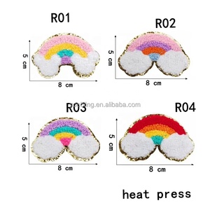 All'ingrosso 8CM arcobaleno colorato ciniglia Patch unicorno ferro su cucire su <span class=keywords><strong>applique</strong></span> per ricamo di illuminazione - Product Image 2