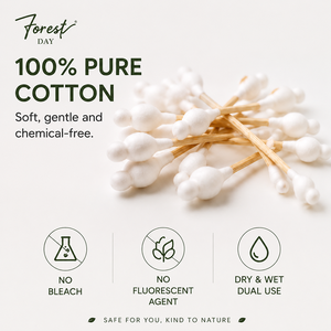 Bastoncini di Cotone in Bambù a Doppia Punta Personalizzati, Monouso, Alta Qualità, per Orecchie e Labbra, 55 Pezzi, Confezione per Uso Domestico - Product Image 6