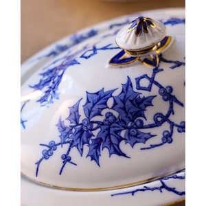 Gabriella P. Blue Flower Embossed <b>Vegetables</b> <b>Dish</b> Set with 2 Stackable <b>Serving</b> Trays - Product Image 2