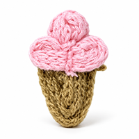Applique en crochet rose en forme de cornet de crème glacée, faite main, pour pinces à cheveux, vêtements, sacs, loisirs créatifs, couture, décoration, 2,4 x 1,6 pouces, amusante