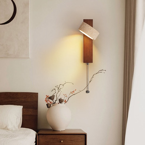Lámpara de Pared Estilo Wabi Sabi, Madera Maciza, Luz LED, Decorativa para Dormitorio o Sala de Estar - Product Image 1