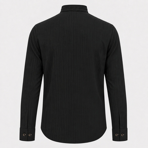 Camicie da Uomo Personalizzate con Logo, <span class=keywords><strong>Camicia</strong></span> a Maniche Lunghe Testurizzata con Colletto a Fascia e Bottoni, <span class=keywords><strong>Polsini</strong></span> Regolabili a Doppio Bottone - Product Image 4