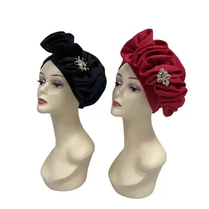 MH-1129 New Fashion Solid Colors Space cotton Ethnic african aso oke gele headtie Muslim Women outdoor Hat Bandana