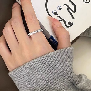 Sterling Silver Beaded <b>Open</b> <b>Ring</b> S925 Minimalist Ball Shape Unisex Fashion Jewelry Gift - Product Image 2