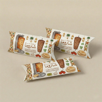 Boîte d'emballage personnalisée pour shawarma, forme de coussin, en papier, pour kebab, doner, restauration rapide à emporter