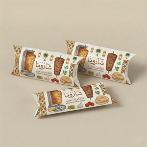 Boîte d'emballage personnalisée pour shawarma, forme de coussin, en papier, pour <span class=keywords><strong>kebab</strong></span>, doner, restauration rapide à emporter - Product Image 6