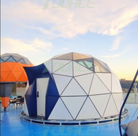 Dôme en verre de haute qualité avec panneaux en aluminium spatial et salle de bain – Cabane de camping de luxe – Dôme géodésique