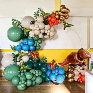 160 pièces de décoration pour fête d'anniversaire de garçons sur le thème de la jungle et des dinosaures, baby shower, guirlande d'<span class=keywords><strong>arche</strong></span> de ballons blancs, verts, bleus et oranges - Product Image 3