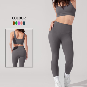 Leggings Deportivos para <span class=keywords><strong>Mujer</strong></span>, de Cintura Alta, con Bolsillos, Acanalados, Transpirables, para Entrenamiento - Product Image 4
