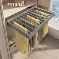 FATERSI Porte-pantalons coulissant à fermeture douce en aluminium pour armoire, largeur 600/700/800 mm, organisateur de pantalons à fixation inférieure