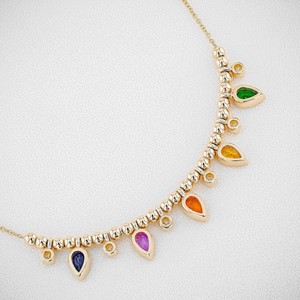 สร้อยคอทองคำ 18k สีเหลืองรุ้ง: ประดับเพชรทรงลูกแพร์ - Product Image 2