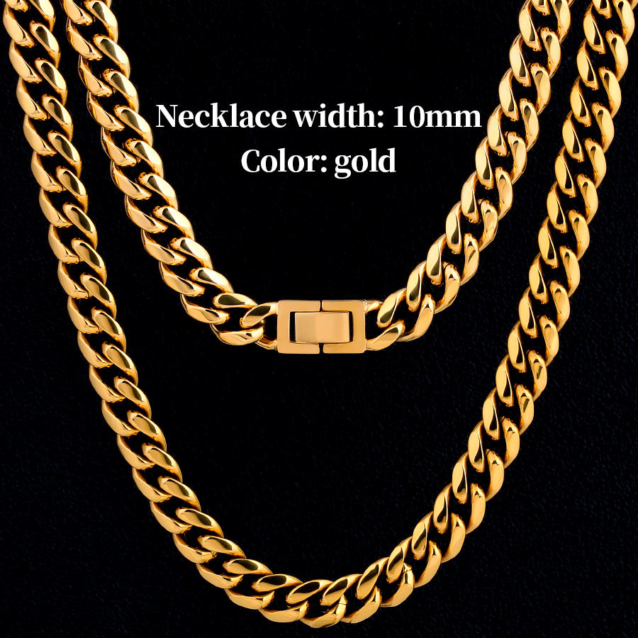 Cubin Link Men's Hip Hop Stainless Steel Necklace Bling Gold Finish Miami  Iced Cuban Link Chain Moissanite Collier Hiphop
