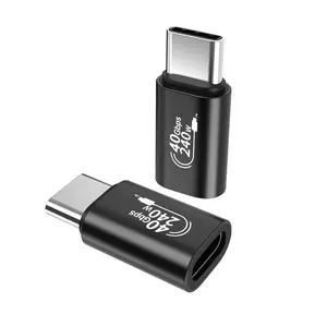 Konverter adaptor ekstensi perempuan USB4 Gen3 40Gbps USB C M ke F angkat dengan cangkang aluminium PD 240W USB 4.0 Tipe C