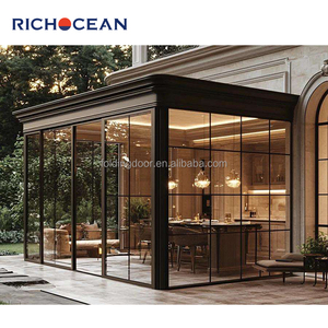 RICHOCEAN Serre de jardin d'hiver préfabriquée en aluminium à <span class=keywords><strong>toit</strong></span> <span class=keywords><strong>plat</strong></span> sur mesure, véranda à <span class=keywords><strong>double</strong></span> vitrage - Product Image 2