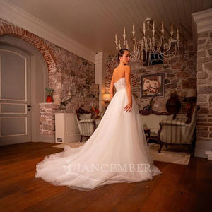 Nuovo abito <span class=keywords><strong>da</strong></span> <span class=keywords><strong>sposa</strong></span> di tendenza con scollo quadrato senza maniche in pizzo modello di Tk93-55 - Product Image 6