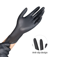 Gants jetables en nitrile noir épaisseur 4/5/6mil anti-utilisation de salle blanche chimique de qualité alimentaire sans poudre sans latex texturé