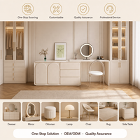 Meuble-lavabo moderne en contreplaqué avec rangement intégré, design extensible, hauteur réglable, table de maquillage pour usage commercial