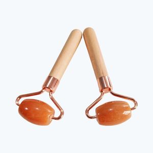 Rouleau facial en bois à tête unique en aventurine rouge, pour massage du visage, outil de soin de la peau - Product Image 5