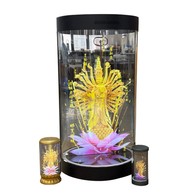 MJK 32 Inch 3D Hologram Cube Projector Animation Advertising Display Compatible with AI Human Hologram Cylinder