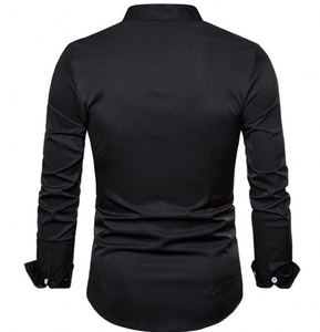 Dernier modèle de broderie de palais pour hommes Chemise habillée élégante à manches longues et à col montant et coupe ajustée pour hommes - Product Image 4