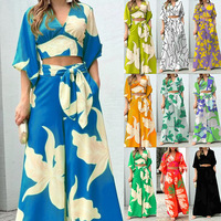 Ensemble de vêtements pour femmes en gros, personnalisé, 2 pièces, haut court et pantalon long, printemps/été, respectueux de l'environnement