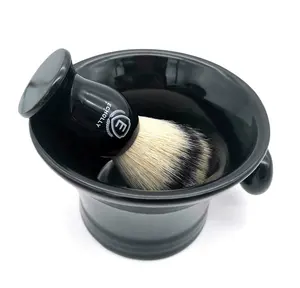 Bol de rasage en céramique noire, Logo personnalisé, tasse à savon pour hommes, 1 pièce, vente en gros