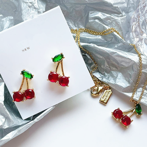 ขอให้ต่างหู925เงิน kates catalogo กระดุม TB ของขวัญที่ดีแฟชั่นวันเกิดเชอร์รี่สีแดงขายส่งหินคริสตัล CZ สีแดง - Product Image 3