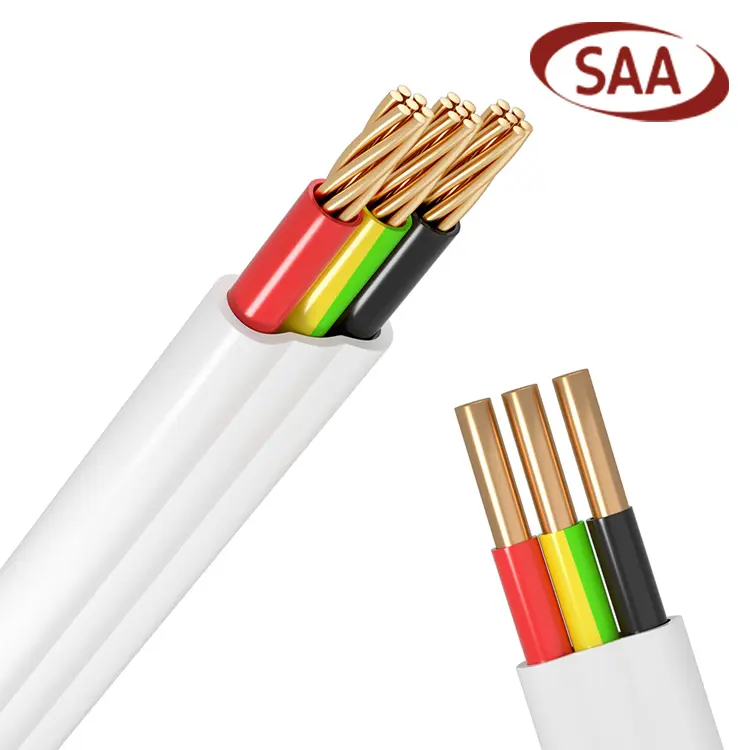 Cable plano 2 3 Core 1,5 MM 2,5 MM 4MM 6MM 10MM Cable eléctrico aislado de PVC