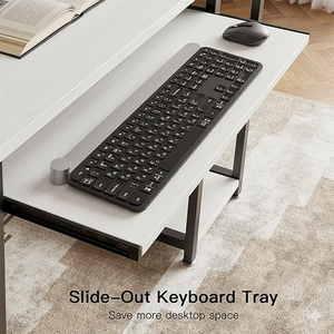 Muebles de Oficina de Diseño Moderno - <span class=keywords><strong>Escritorio</strong></span> Estilo Panel de Madera con Soportes para Monitor, Archivador de Tela, Mesa para Escribir/Jugar, Estantes y Ganchos - Product Image 5