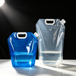 กระเป๋าใส่น้ำพับได้พิมพ์โลโก้ตามสั่ง สีฟ้าแดงใส สำหรับตั้งแคมป์ เดินป่า สั่งซื้อจำนวนมาก - Product Image 1
