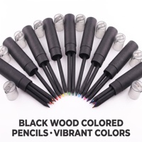Ensemble de 12 crayons de couleur en bois noir avec taille-crayon, crayons de couleur, emballage en tube en papier avec logo personnalisé pour le dessin artistique, cadeau