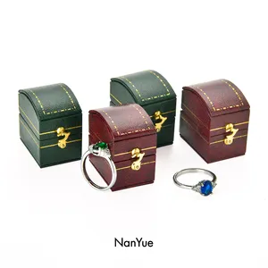 Оптовая продажа, искусственная винтажная золотая ретро-зеленая Роскошная мини-Обручальная деревянная коробка с логотипом под заказ