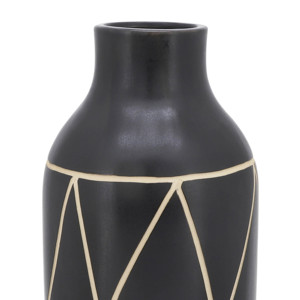Elegante Vaso a Bottiglia in Ceramica Nera, Design Geometrico Moderno per Arredamento Casa, Soggiorno e Camera da Letto - Product Image 6