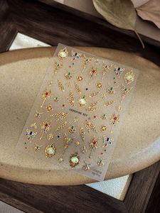 YITU 3D Vintage adhesivo Nail Art Sticker hormiga figura estampado en caliente oro plata gema alas YT4358 estilo chino pegatina decorativa - Product Image 6