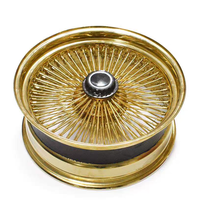 Ruedas de Alambre GW de 22x8 Pulgadas, Ruedas de Alambre con Radios Dorados, Estilo Estándar/Invertido, 150 Radios, Llanta de Alambre de Acero