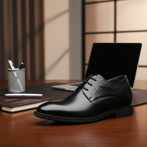 Scarpe da <span class=keywords><strong>Uomo</strong></span> con Rialzo Interno 3 Pollici - Oxford Nere Eleganti con Fodera in Vera Pelle e <span class=keywords><strong>Tacco</strong></span> Discreto Integrato - Product Image 5