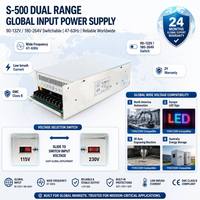 Alimentation à découpage SMPS S-500-24 500W 24V 20A à courant constant et limité, réglable avec ventilateur pour usage industriel