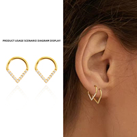 Anneau segmenté articulé en titane de qualité implant, incrusté de zircon, pour piercings d'oreille, de nez et de septum, forme cœur pêche